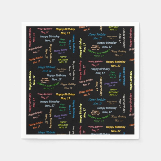 Paper Napkins November, 17 Birthday (Front)