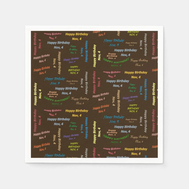 Paper Napkins November, 4 Birthday (Front)