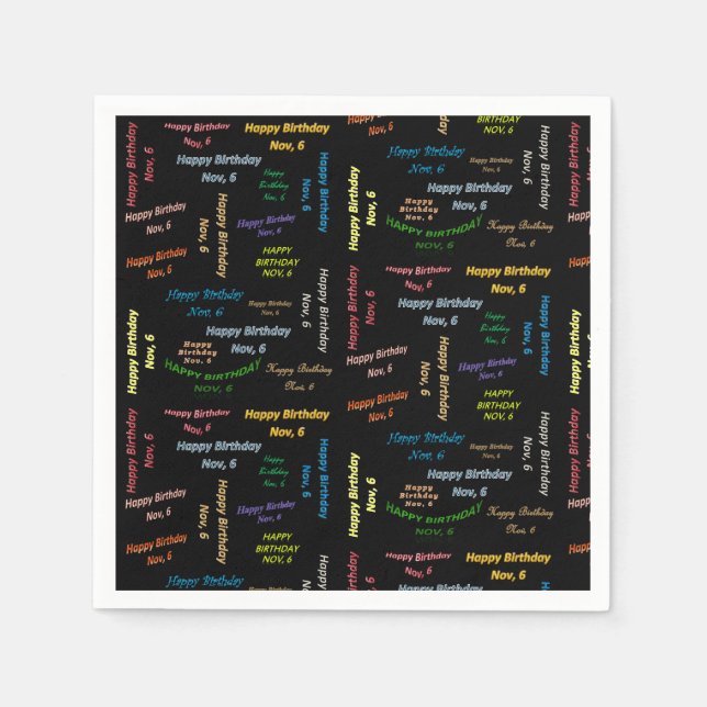 Paper Napkins November, 6 Birthday (Front)