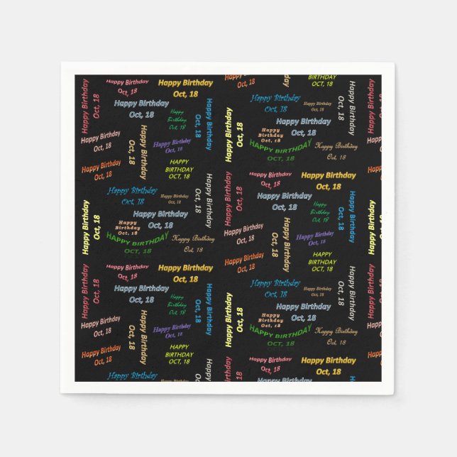 Paper Napkins October, 18 Birthday (Front)