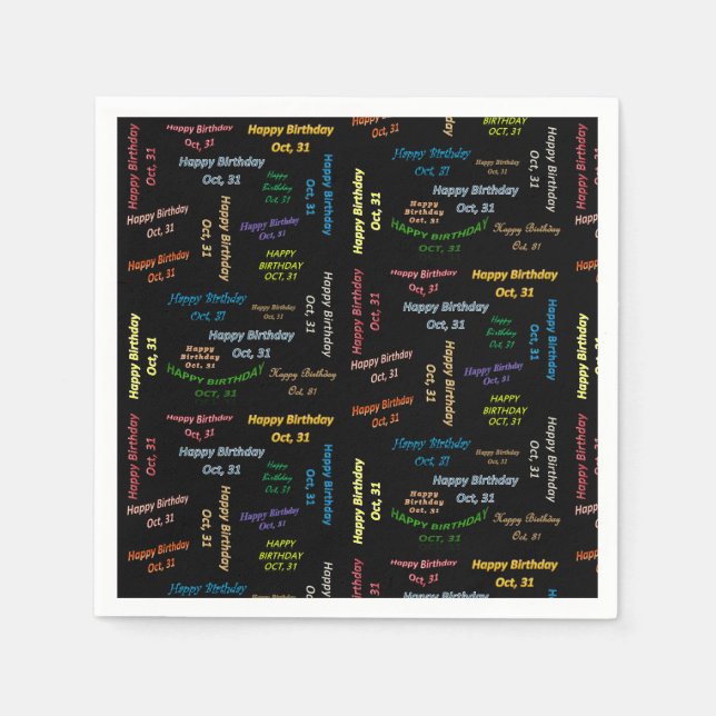 Paper Napkins October, 31 Birthday (Front)