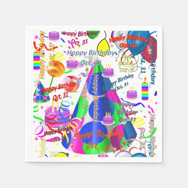 Paper Napkins October, 31 Birthday (Front)