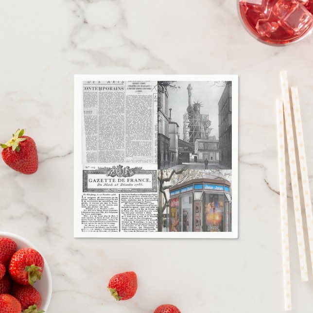 Paper Napkins, Paris France Newspaper Napkin (Insitu)