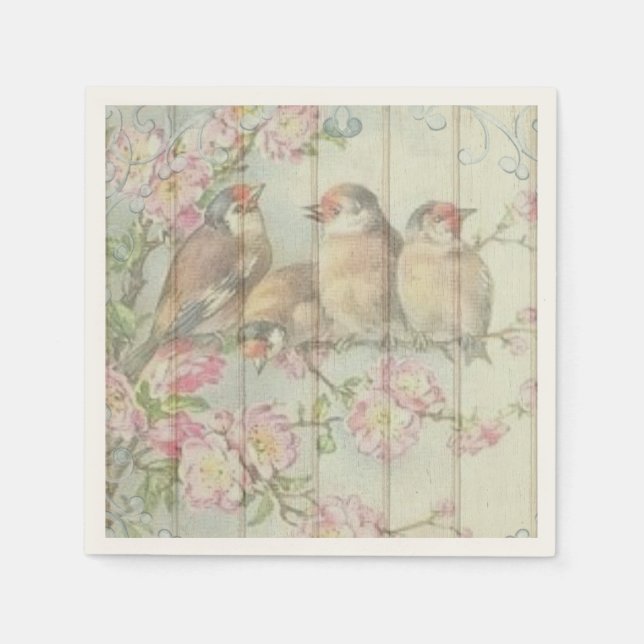 paper napkins  pastel song birds (Front)