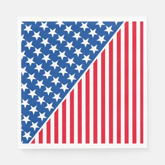 Paper Napkins-Patriotic Stars & Stripes Napkin (Front)