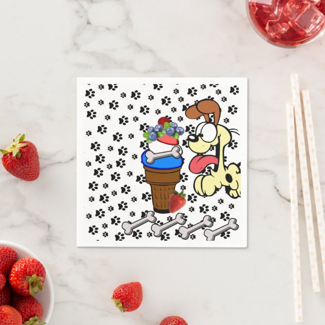Paper Napkins, Paws Dog Bones Ice Cream Napkin (Insitu)