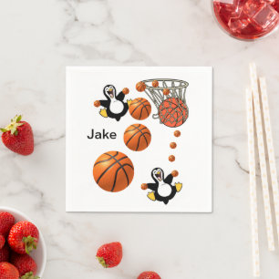 Paper Napkins, Penguin Basketball Hoop Napkin