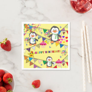 Paper Napkins, Penguin Happy Birthday Napkin