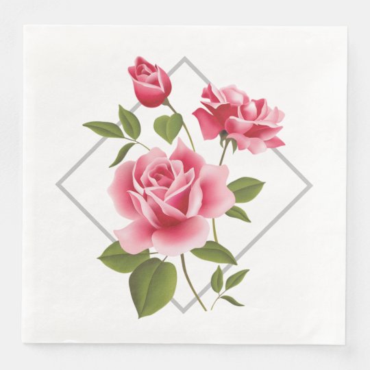 Paper NapkinsPink Roses Napkin Zazzle.co.uk