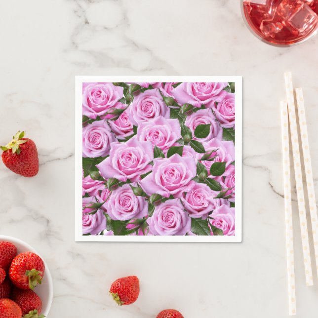 Paper Napkins, Pink Roses Napkin (Insitu)