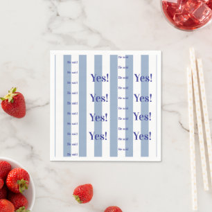 Paper Napkins Pink & White Stripe He Said Yes!