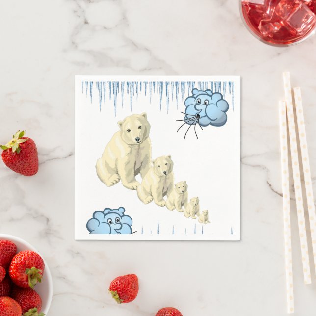 Paper Napkins, Polar Bear Clouds Ice Napkin (Insitu)