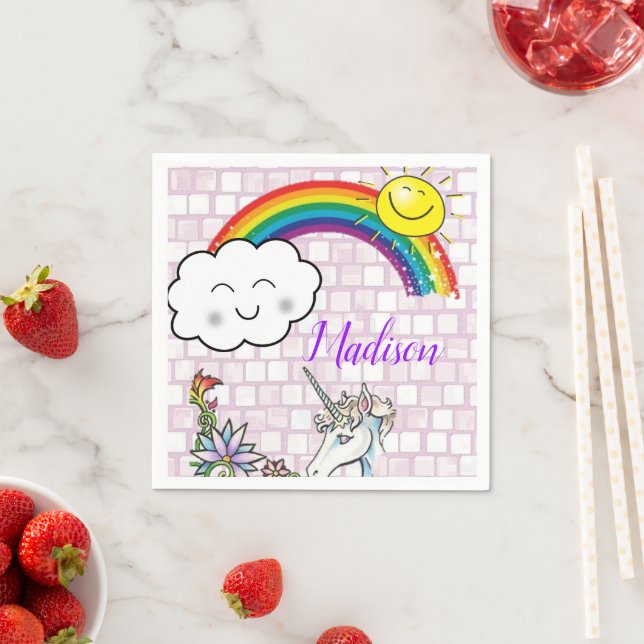 Paper Napkins, Rainbow Unicorn Napkin (Insitu)