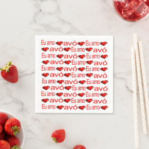 Paper Napkins, Red Hearts Love Avo Portuguese Napkin