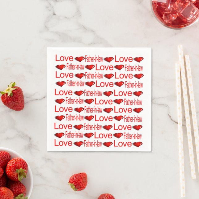 Paper Napkins, Red Hearts Love Father in Law  Napkin (Insitu)