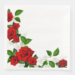 Paper Napkins-Red Roses Napkin