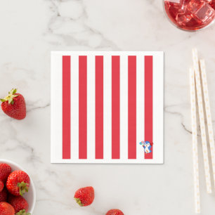 Paper Napkins, Red & White Stripe Penguin Napkin