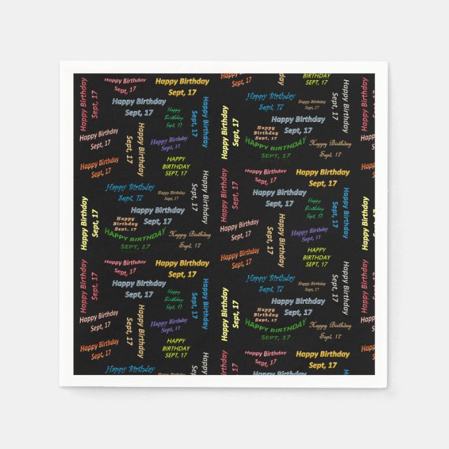 Paper Napkins September, 17 Birthday (Front)