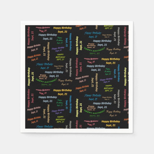 Paper Napkins September, 21 Birthday (Front)