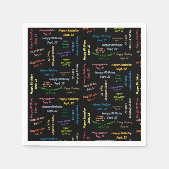 Paper Napkins September, 22 Birthday (Front)