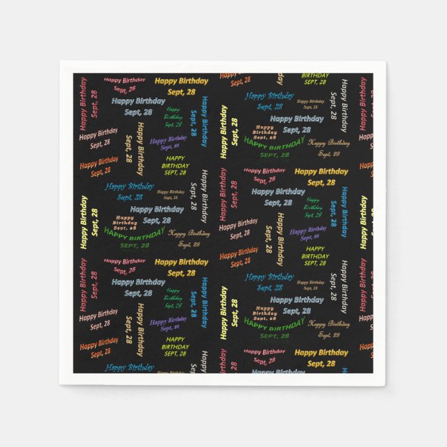 Paper Napkins September, 28 Birthday (Front)