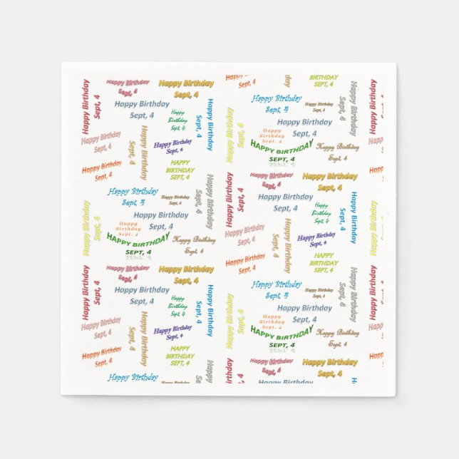 Paper Napkins September, 4 Birthday (Front)