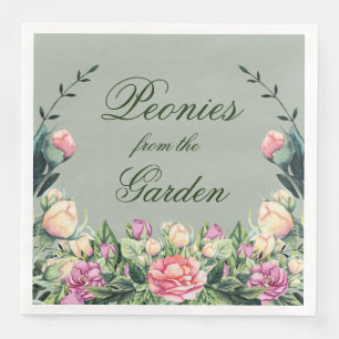 Paper Napkins Set (50) Peonies from the Garden