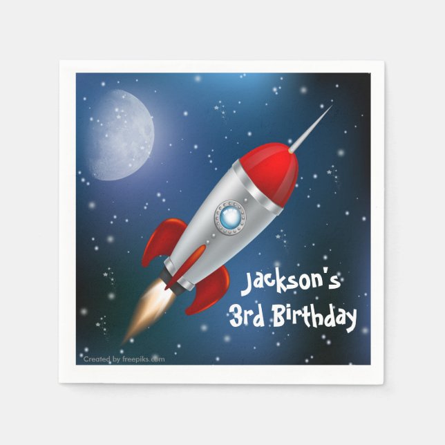 Paper Napkins Space Ship, Astronaut Birthday Party (Front)