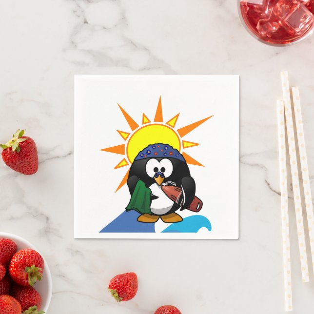 Paper Napkins, Surfer Penguin Napkin (Insitu)