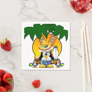 Paper Napkins, Surfer Penguin Napkin
