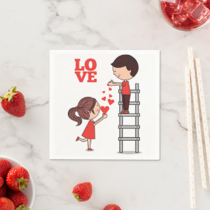 Paper Napkins Valentine's Day Red Hearts