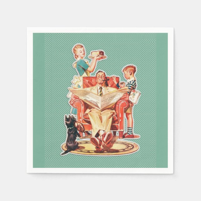 Paper Napkins Vintage 50s Retro Family (Front)