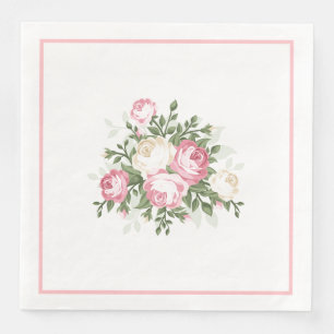 Paper Napkins-Vintage Pink Rose Paper Dinner Napki Napkin