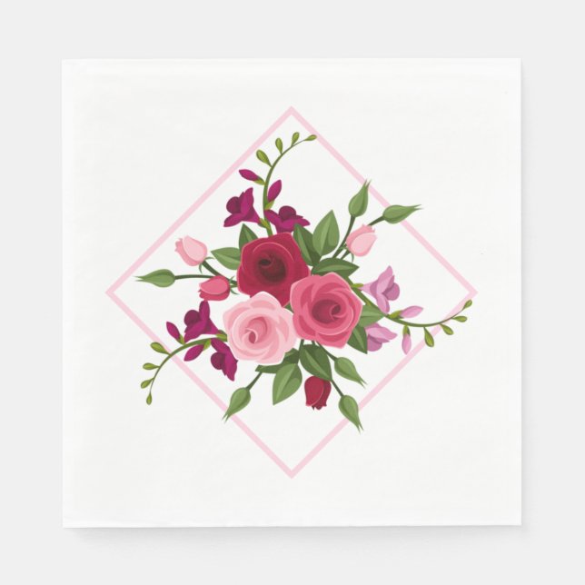 Paper Napkins-Vintage Roses Napkins (Front)