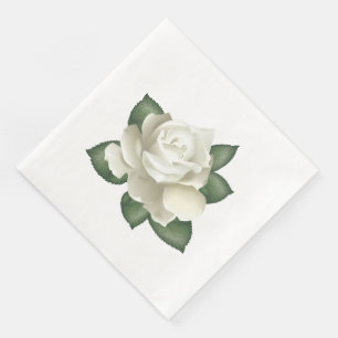 Paper Napkins-Vintage White Rose Napkin