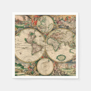 Paper Napkins Vintage World Map 1689