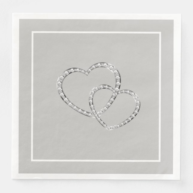 Paper Napkins-Wedding Two Hearts Napkin (Front)