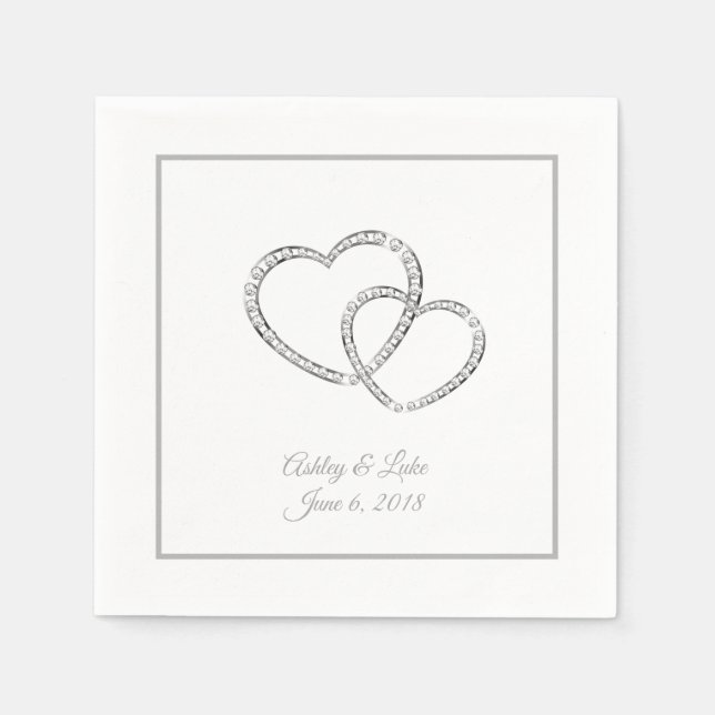 Paper Napkins-Wedding Two Hearts Napkin (Front)