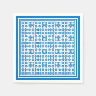 Paper Napkins: Welsh Tapestry Pattern, Bright Blue Napkin