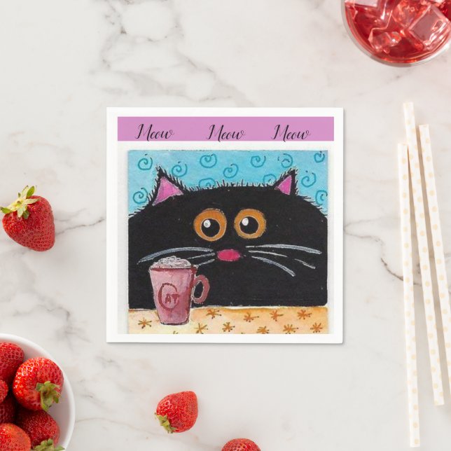 Paper Napkins, Whimsical Cat Napkin (Insitu)