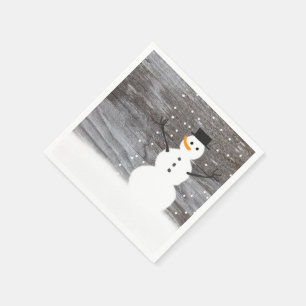 paper napkins white cute Rustic snowman Christmas