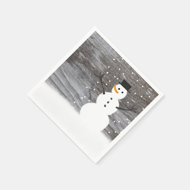 paper napkins white cute Rustic snowman Christmas (Corner)