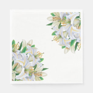 Paper Napkins-White Lilies Napkins