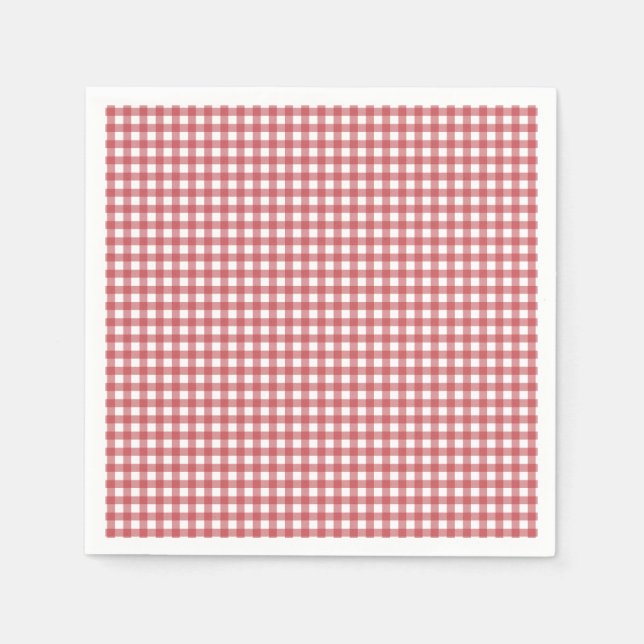 Paper napkins with red and white Gingham checks (Front)