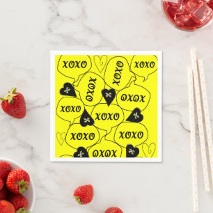 Paper Napkins, XOXO Yellow Black Napkins