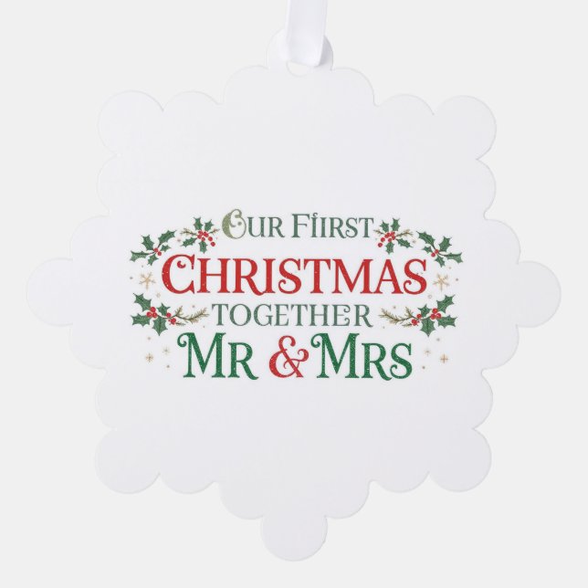 Paper Ornament Card-Our First Xmas Mr & Mrs (Front)