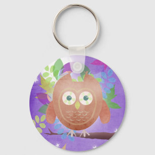 Paper owl - purple - key chain