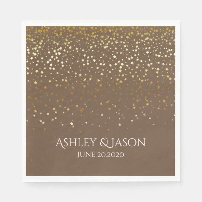 PAPER PARTY DISPOSABLE NAPKINS PETITE GOLDEN STARS (Front)