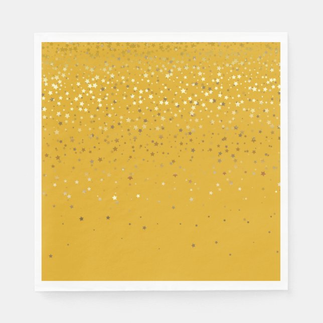 PAPER PARTY DISPOSABLE NAPKINS PETITE GOLDEN STARS (Front)