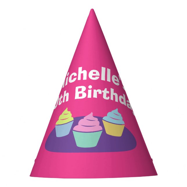 Paper party hats for kid's cupcake Birthday event (Front)